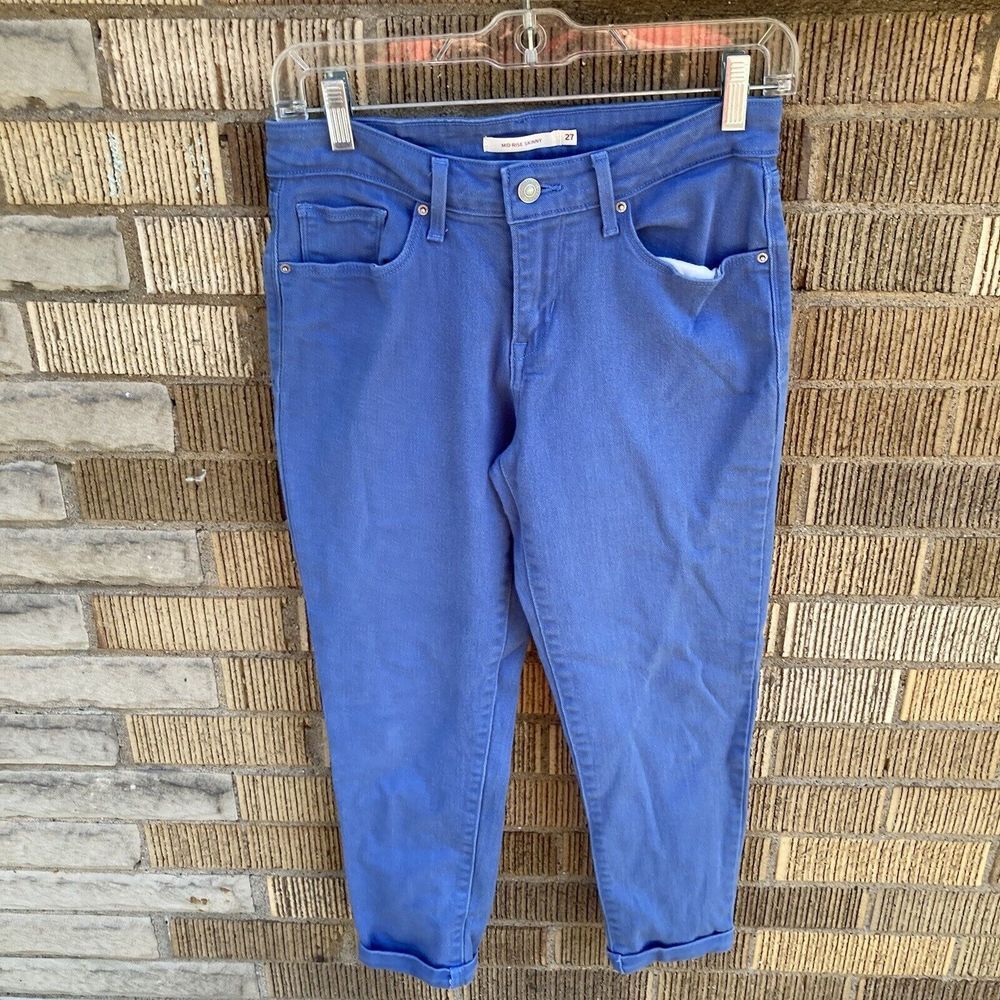 Women's Size 27 Levi's Stretch Dyed Blue Color Flooded Capri Ankle Jean Pants‎ - Picture 4 of 8